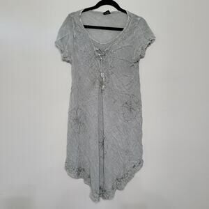 Fashion Force Women Gray Handkerchief Hem Dress M/L Boho Whimsigoth Fairy Grunge